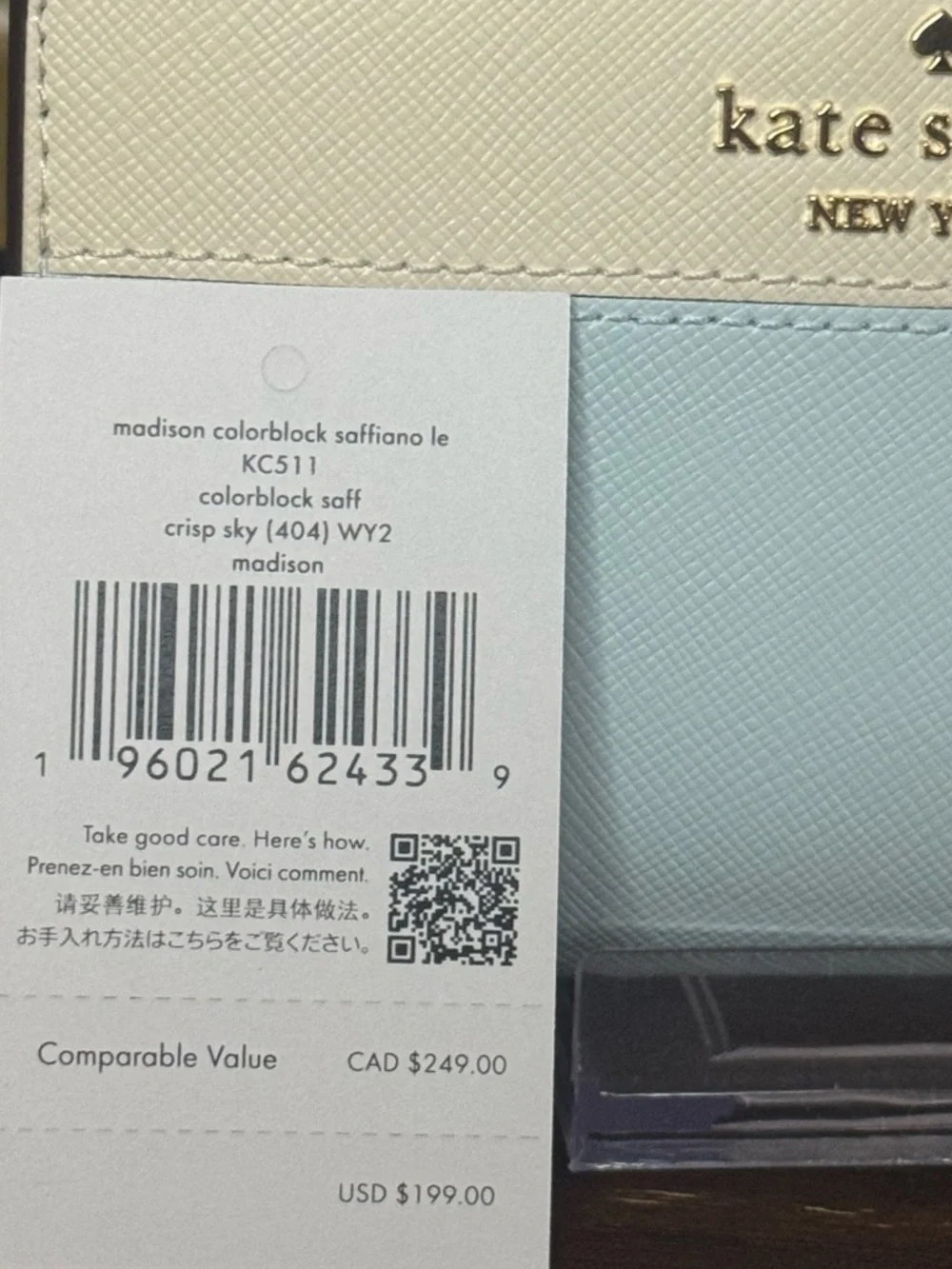 Kate Spade Cream and Light Blue Colorblock Wallet - Picture 5 of 5
